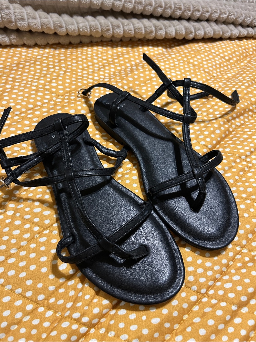 a new day Black Strappy Flat Sandals
